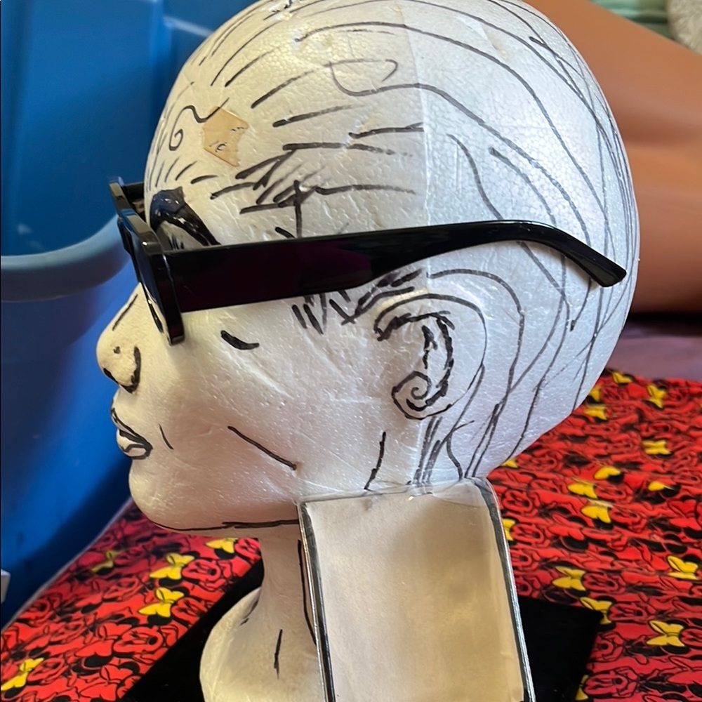 Black Rectangular Wrap-Around Glasses - image 3